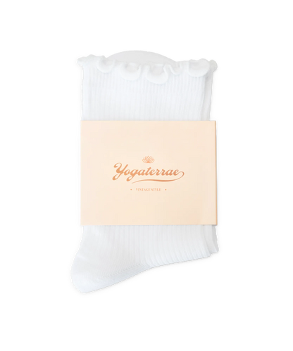 CHAUSSETTES FEMME BORDS ONDULÉS, BLANC