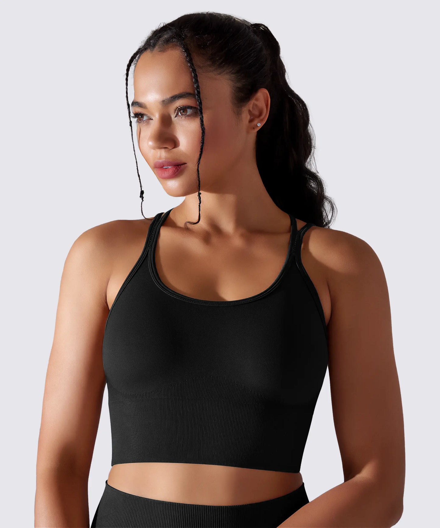 BRASSIÈRE DE SPORT YOGA PILATES & FITNESS MAINTIEN OPTIMAL NOIR