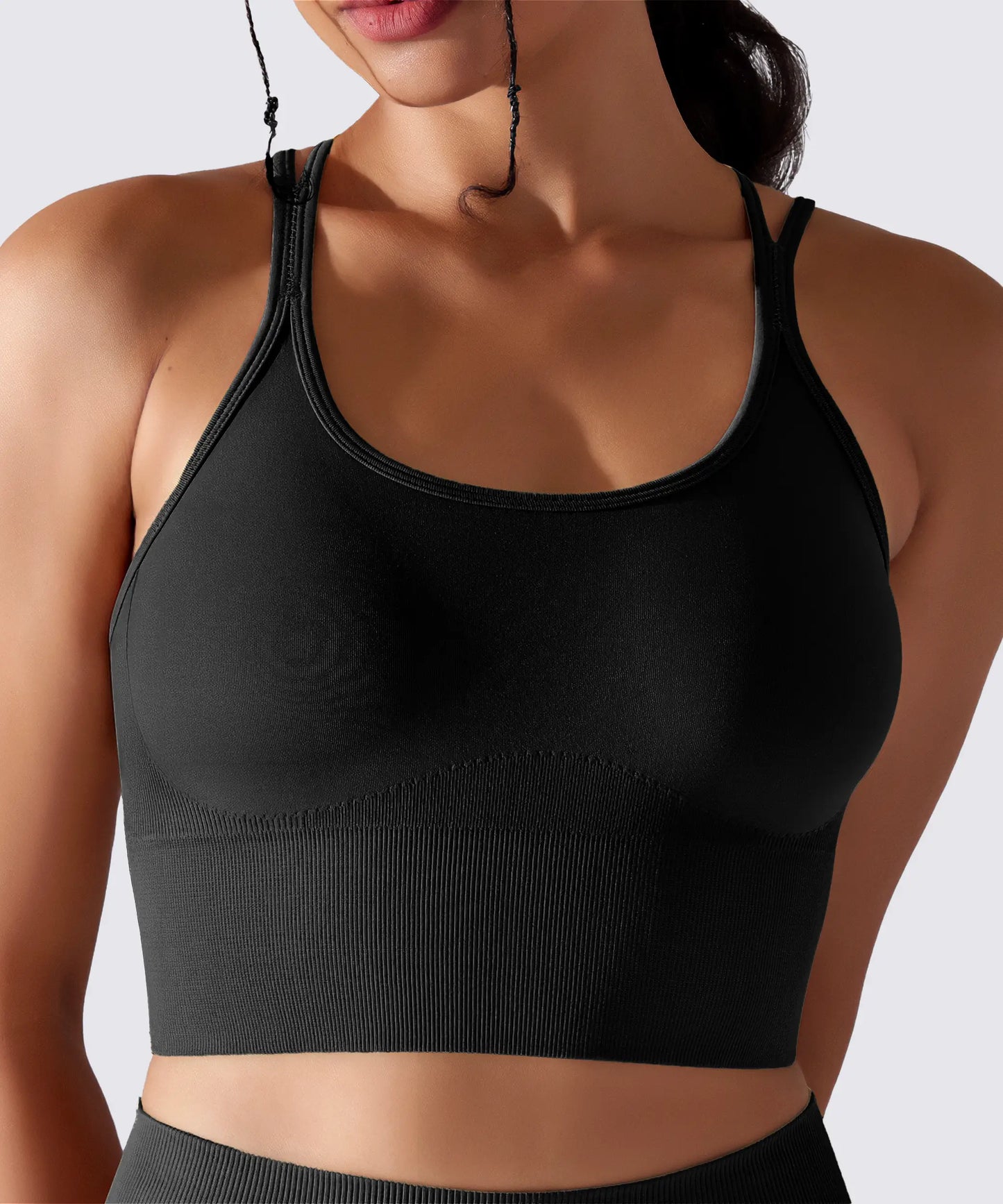 BRASSIÈRE DE SPORT YOGA PILATES & FITNESS MAINTIEN OPTIMAL NOIR