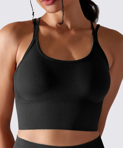 BRASSIÈRE DE SPORT YOGA PILATES & FITNESS MAINTIEN OPTIMAL NOIR