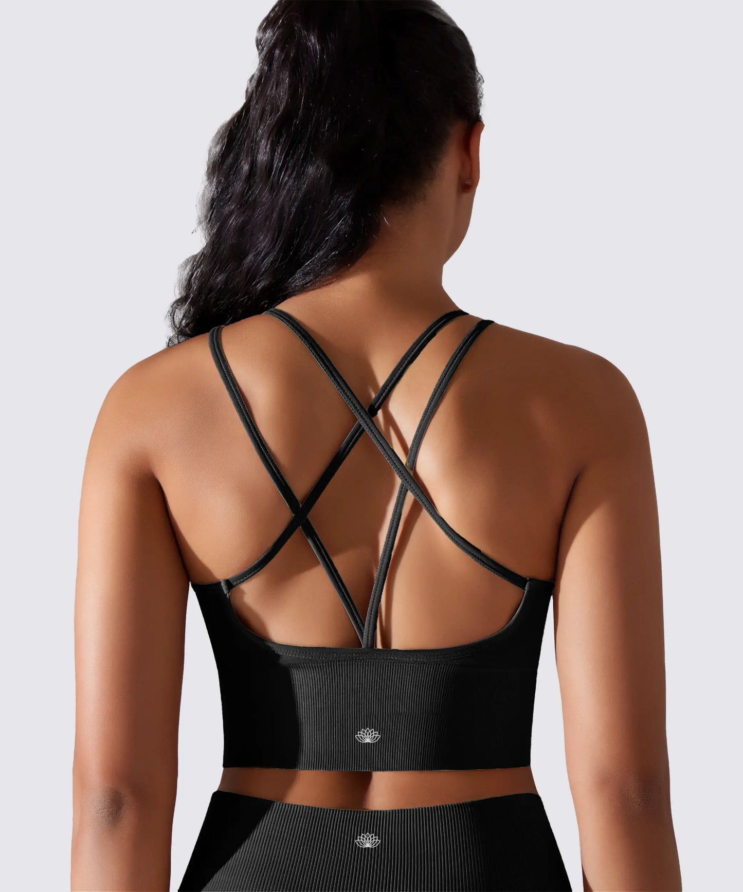 BRASSIÈRE DE SPORT YOGA PILATES & FITNESS MAINTIEN OPTIMAL NOIR