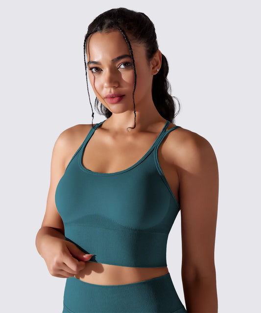 YOGA PILATES & FITNESS SPORTS BRA OPTIMAL SUPPORT EMERALD BLUE