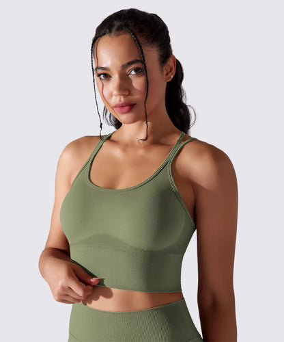 SPORTS BRA YOGA PILATES & FITNESS OPTIMAL SUPPORT KHAKI OLIVE