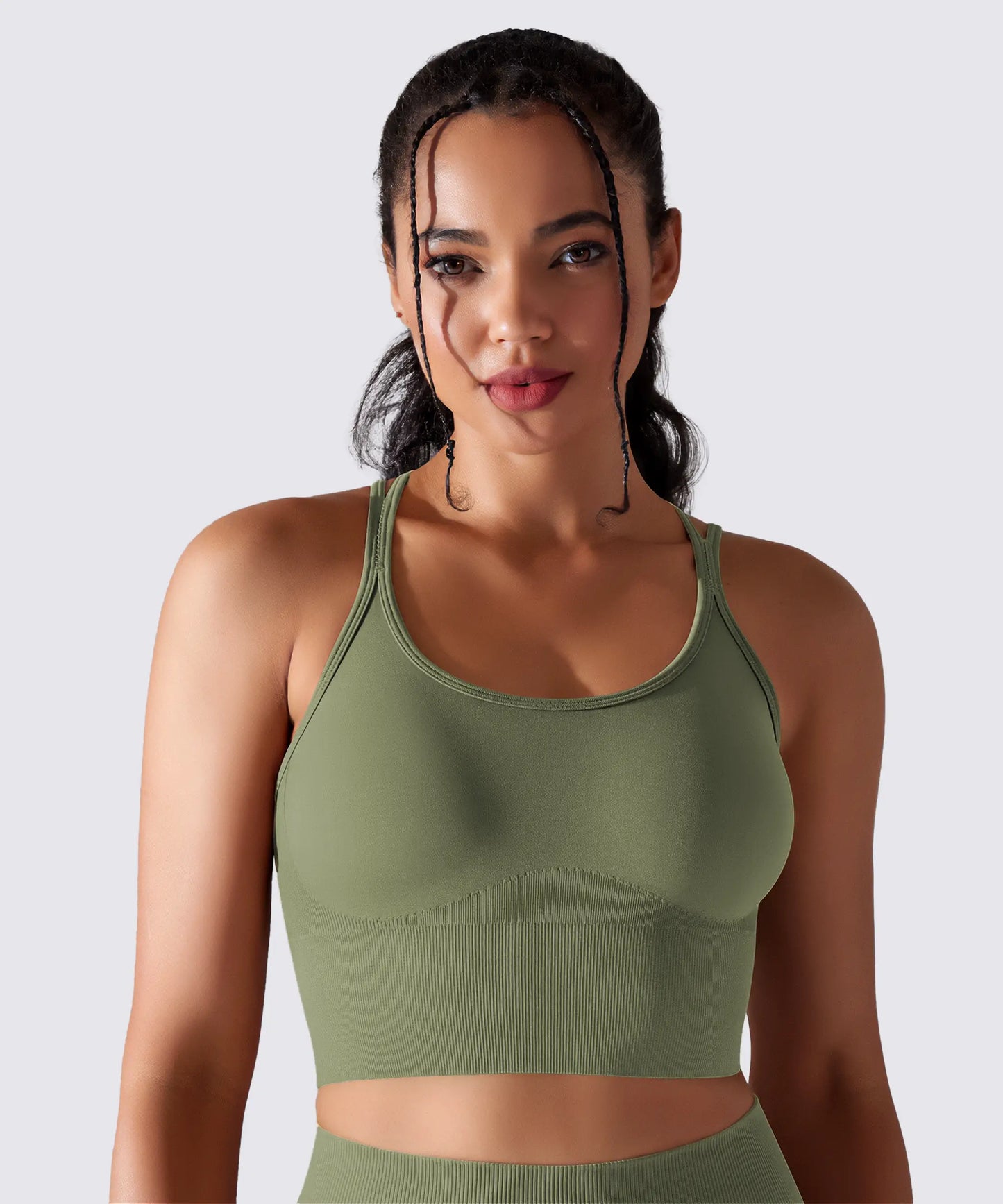 SPORTS BRA YOGA PILATES & FITNESS OPTIMAL SUPPORT KHAKI OLIVE