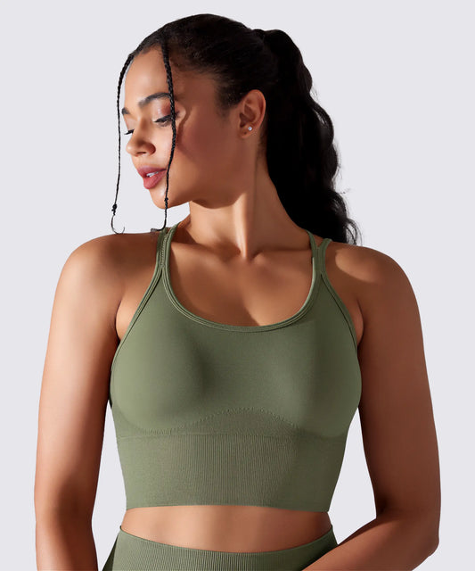 SPORTS BRA YOGA PILATES & FITNESS OPTIMAL SUPPORT KHAKI OLIVE