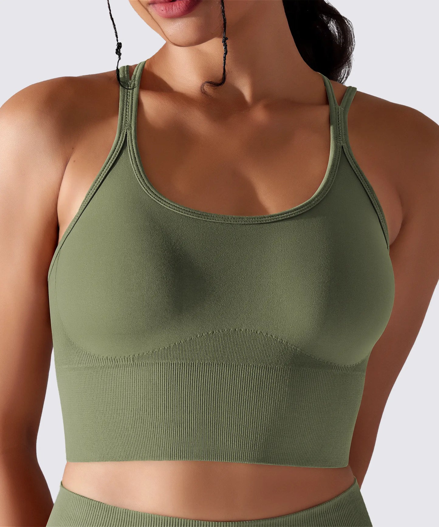 SPORTS BRA YOGA PILATES & FITNESS OPTIMAL SUPPORT KHAKI OLIVE