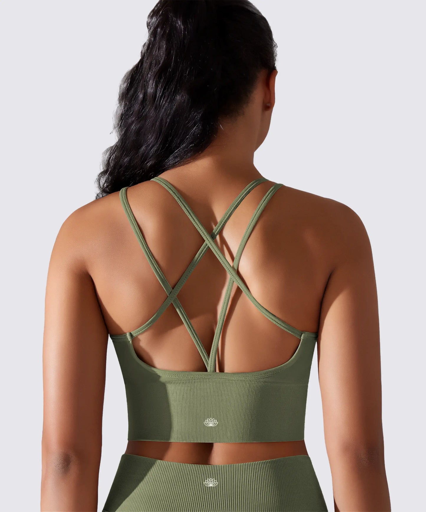 SPORTS BRA YOGA PILATES & FITNESS OPTIMAL SUPPORT KHAKI OLIVE