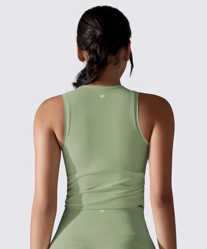 BRASSIÈRE DE SPORT CÔTELÉE PISTACHE CONFORT ÉLÉGANCE ATHLEISURE