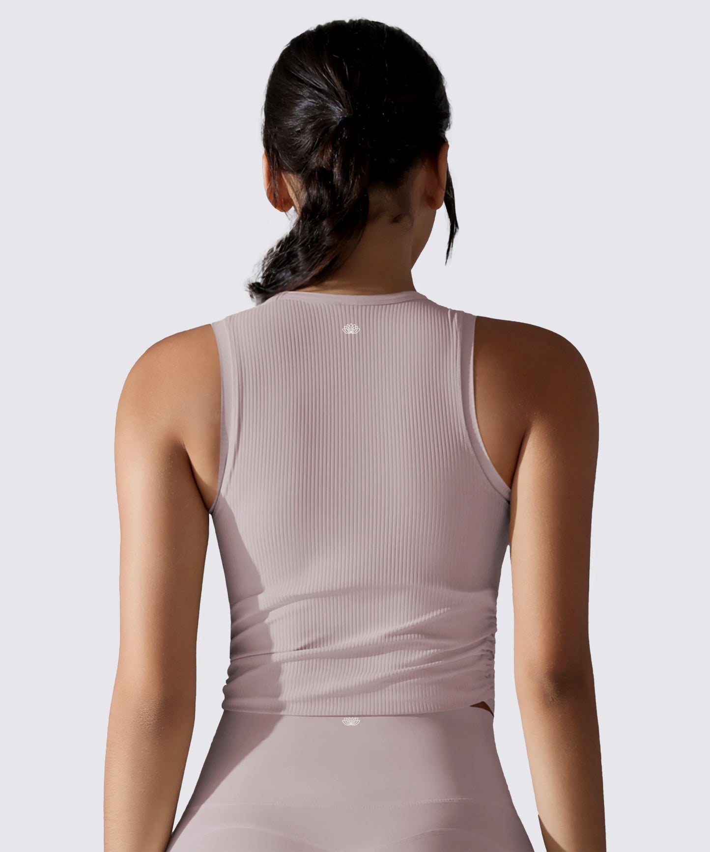 BRASSIÈRE DE SPORT CÔTELÉE PRUNE CONFORT ÉLÉGANCE ATHLEISURE
