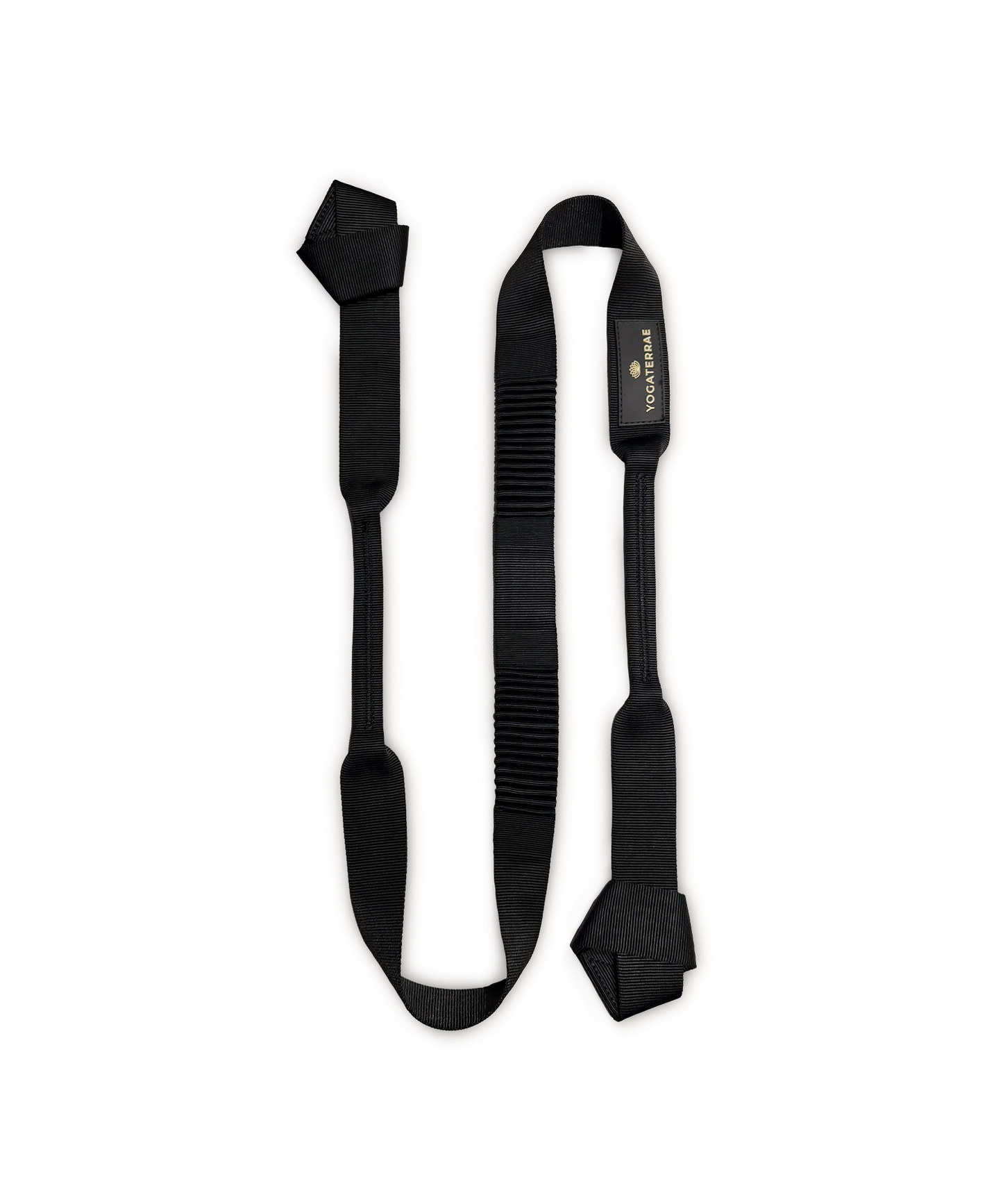 SANGLE DE YOGA NOIRE PREMIUM AVEC ÉTIQUETTE SILICONE 3D