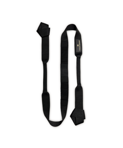 SANGLE DE YOGA NOIRE PREMIUM AVEC ÉTIQUETTE SILICONE 3D