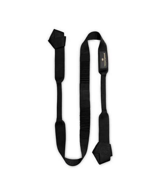 SANGLE DE YOGA NOIRE PREMIUM AVEC ÉTIQUETTE SILICONE 3D