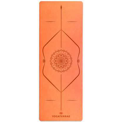 TAPIS DE YOGA MANDALA ORANGE-CORAIL EN PU-CAOUTCHOUC NATUREL