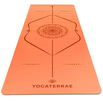 TAPIS DE YOGA MANDALA ORANGE-CORAIL EN PU-CAOUTCHOUC NATUREL