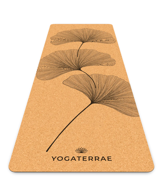 YOGAMATTE KORK & NATURKAUTSCHUK RUTSCHFEST GINKGOS YIN YANG