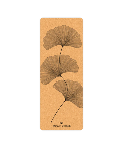 YOGAMATTE KORK & GUMMI RUTSCHFEST GINKGOS YIN YANG MIT TASCHE