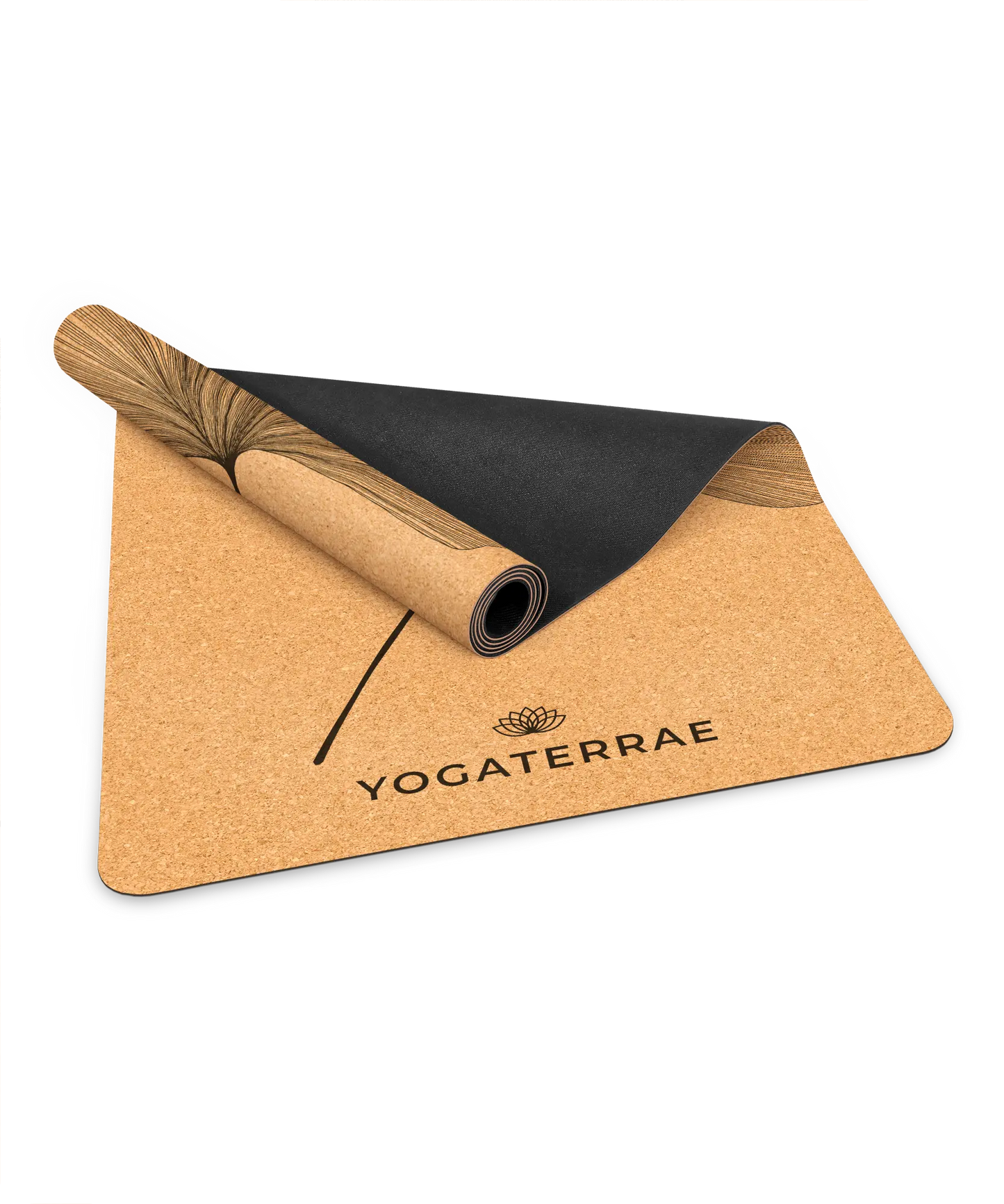 YOGAMATTE KORK & GUMMI RUTSCHFEST GINKGOS YIN YANG MIT TASCHE