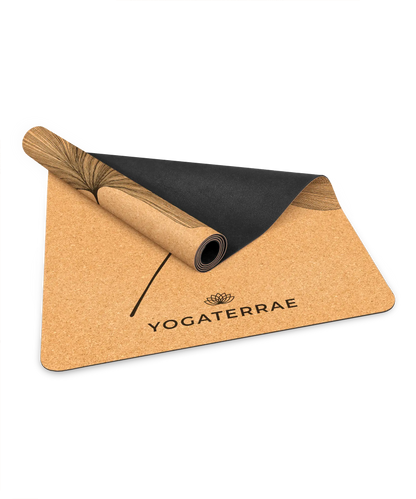 YOGAMATTE KORK & GUMMI RUTSCHFEST GINKGOS YIN YANG MIT TASCHE