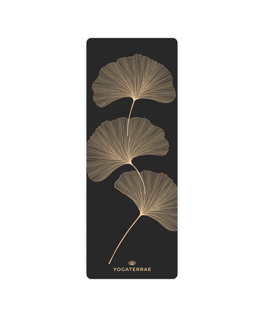 TAPIS DE YOGA GINKGOS BLACK GOLD PU-CAOUTCHOUC NATUREL