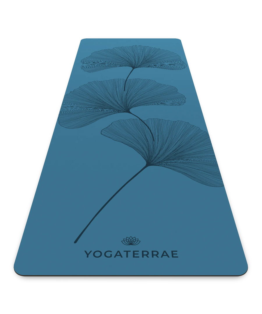 TAPIS DE YOGA GINKGOS DEEP BLEU POLAIRE PU-CAOUTCHOUC NATUREL