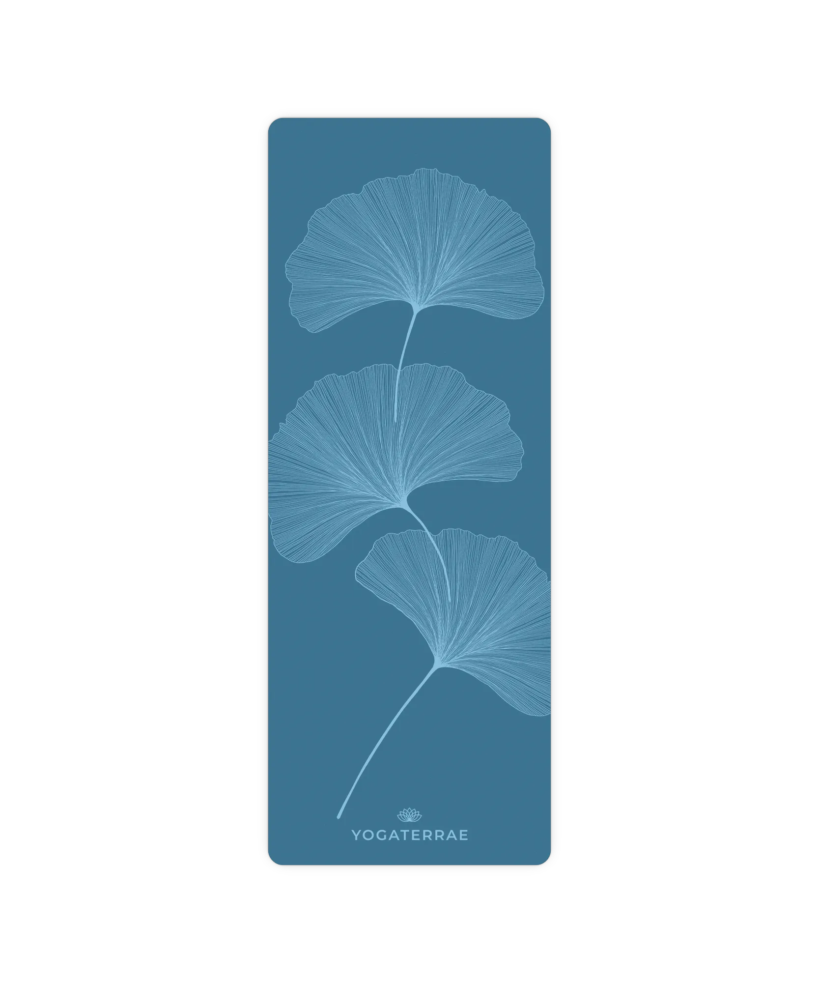 Design YinYang en impression claire sur tapis de yoga Bleu Polaire Yogaterrae, alliance de polyuréthane haute performance et caoutchouc naturel