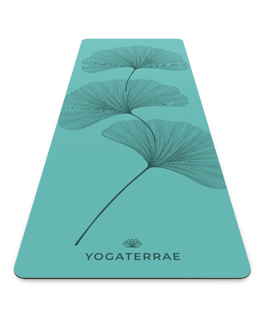 TAPIS DE YOGA ANTIDÉRAPANT VERT MENTHE EN PU-CAOUTCHOUC NATUREL GINKGOS DEEP