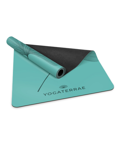TIEFMINZGRÜNE GINKGOS-YOGAMATTE AUS PU-NATURKAUTSCHUK MIT TASCHE 