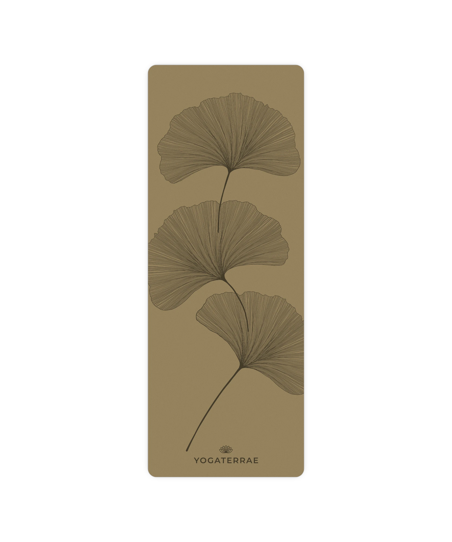 TAPIS DE YOGA GINKGOS BRONZE OLIVE DEEP EN PU-CAOUTCHOUC NATUREL AVEC SAC