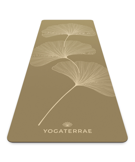 TAPIS DE YOGA ANTIDÉRAPANT BRONZE OLIVE EN PU-CAOUTCHOUC NATUREL GINKGOS LIGHT