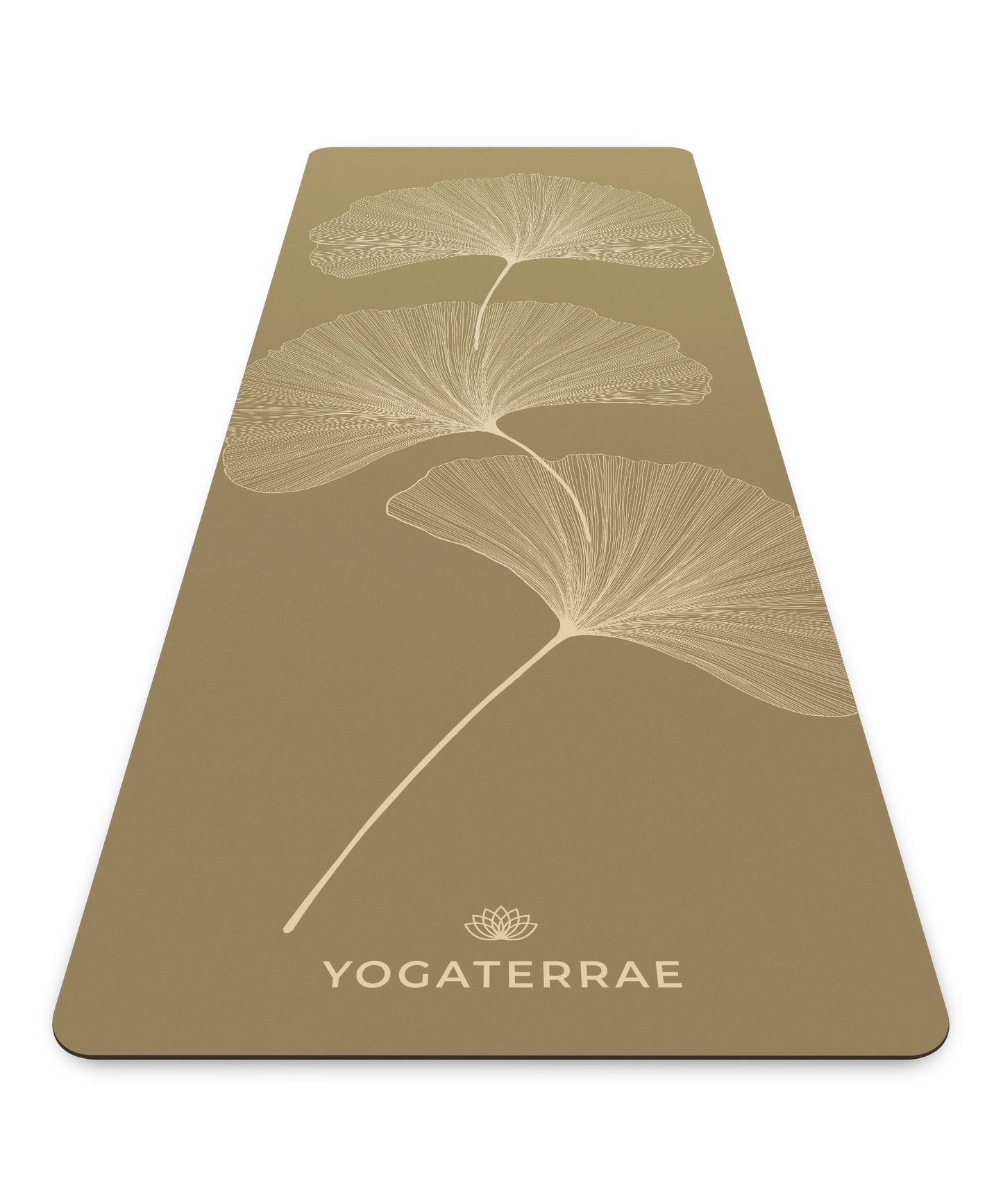 TAPIS DE YOGA GINKGOS BRONZE OLIVE LIGHT EN PU-CAOUTCHOUC NATUREL AVEC SAC