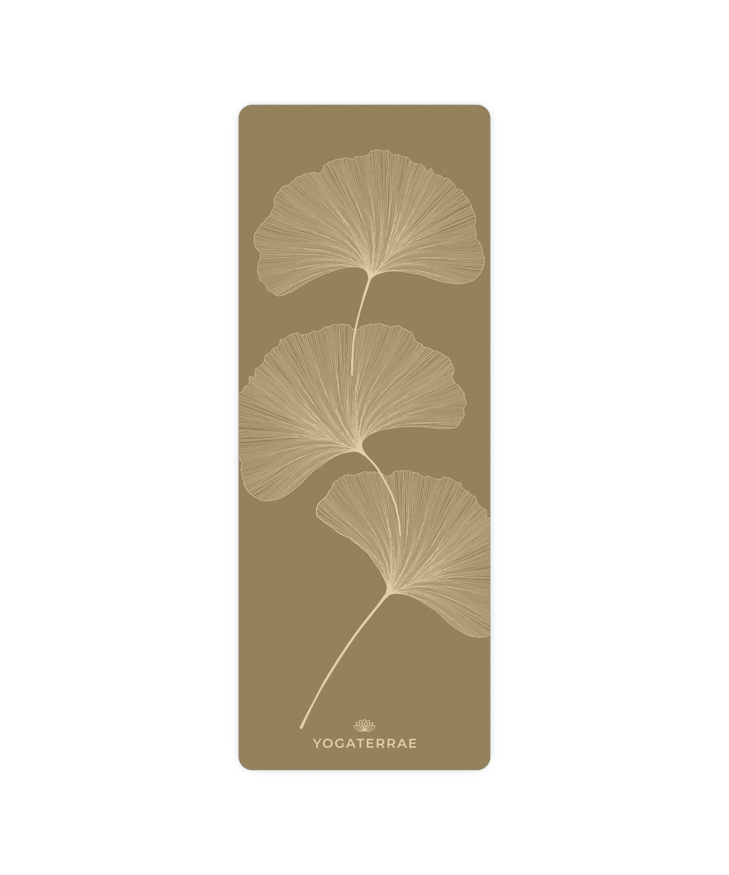TAPIS DE YOGA GINKGOS BRONZE OLIVE LIGHT EN PU-CAOUTCHOUC NATUREL AVEC SAC