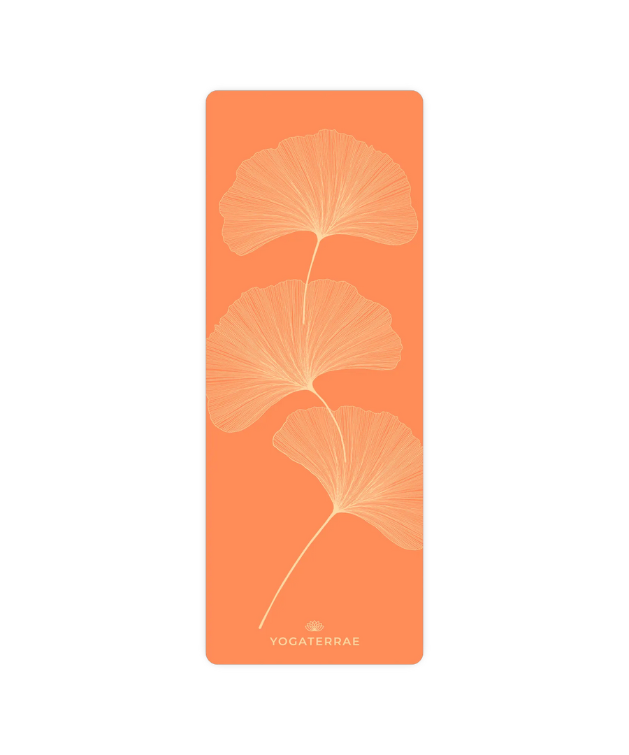 TAPIS DE YOGA GINKGOS LIGHT ORANGE PU-CAOUTCHOUC NATUREL