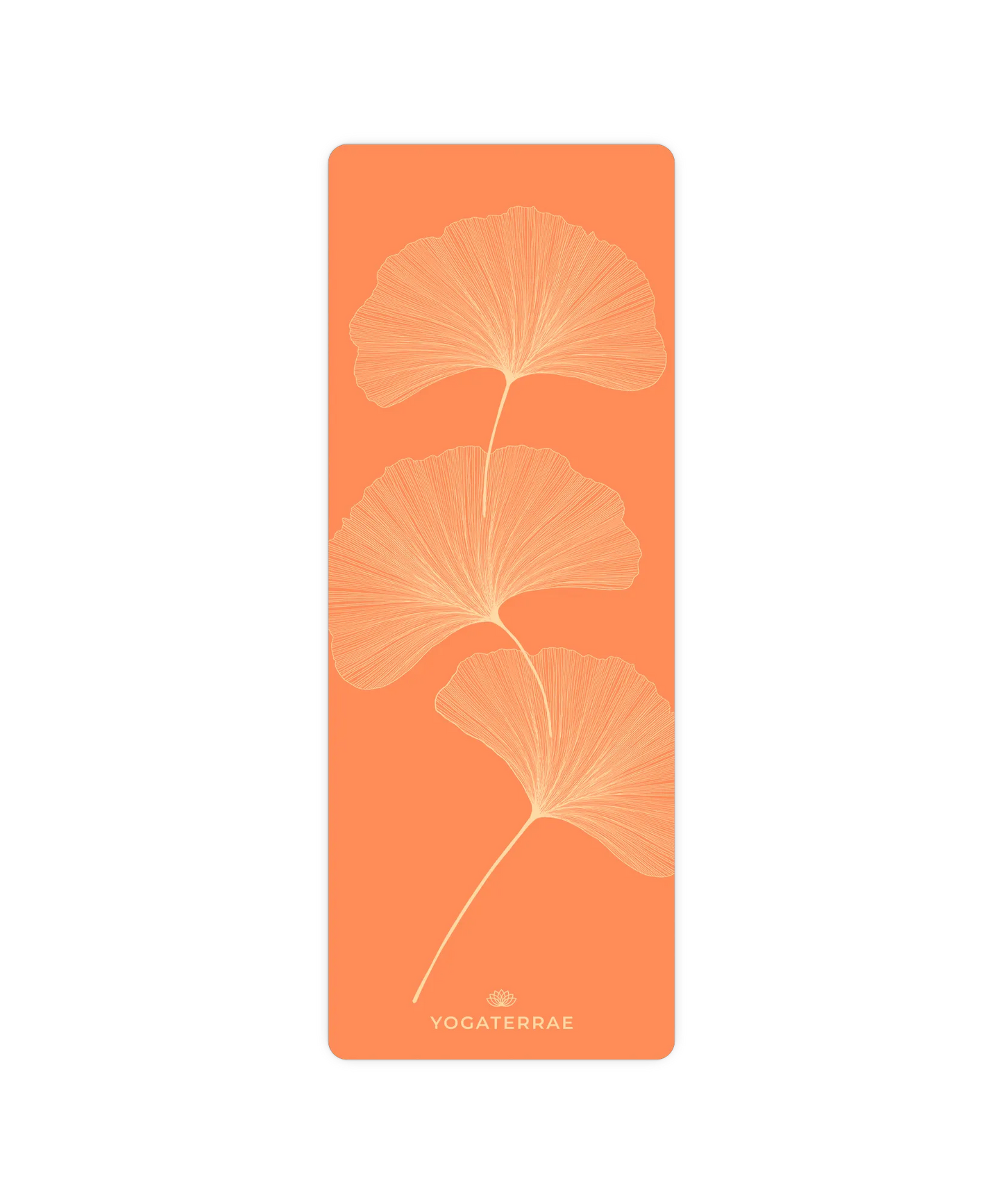 Design YinYang et feuilles de Ginkgo sur tapis de yoga antidérapant Sunset Yogaterrae, surface technique en polyuréthane et base en caoutchouc naturel