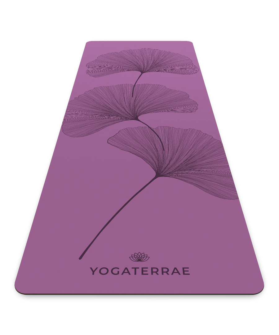 TAPIS DE YOGA GINKGOS DEEP VIOLET PU-CAOUTCHOUC NATUREL