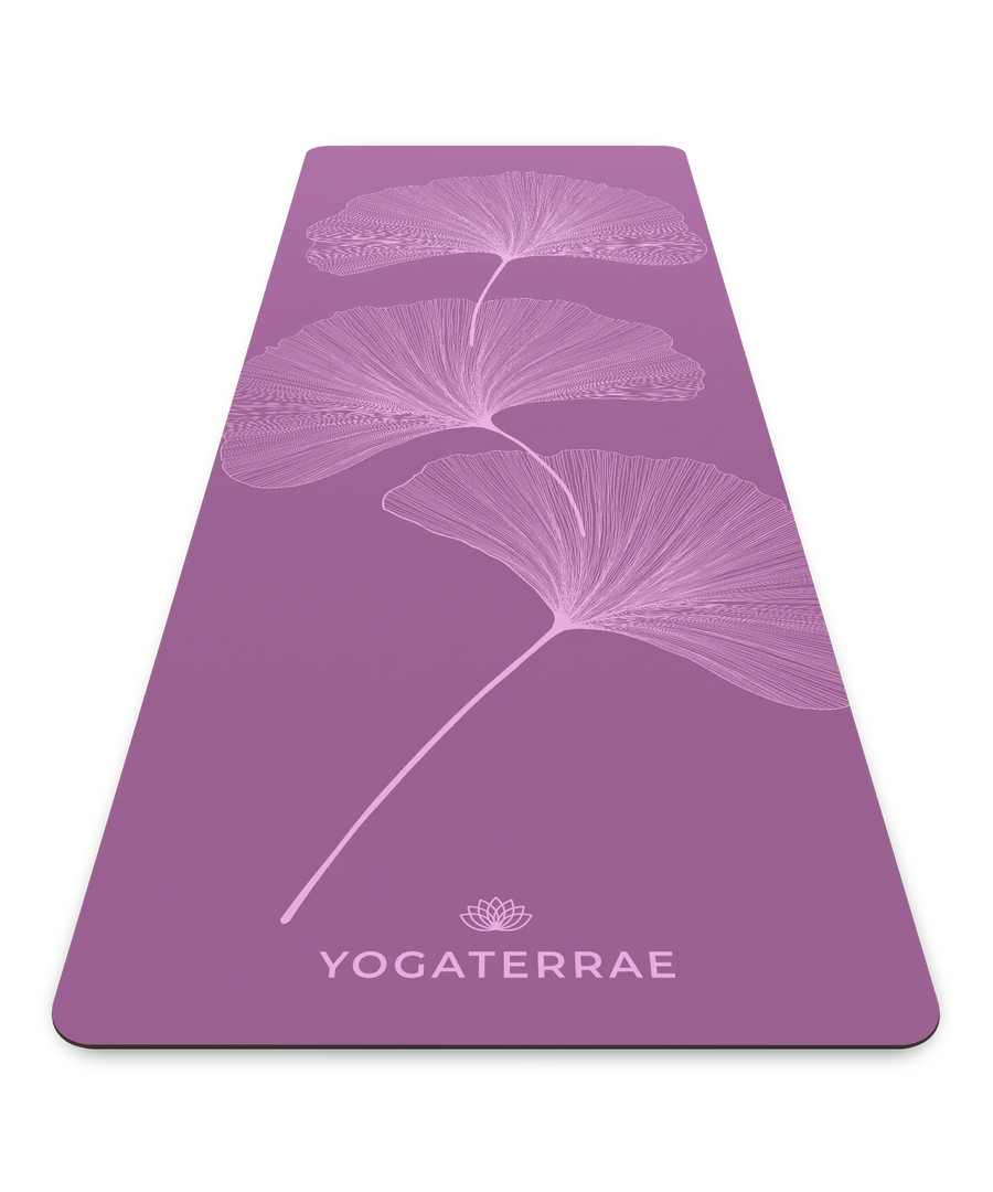 TAPIS DE YOGA GINKGOS LIGHT VIOLET PU-CAOUTCHOUC NATUREL