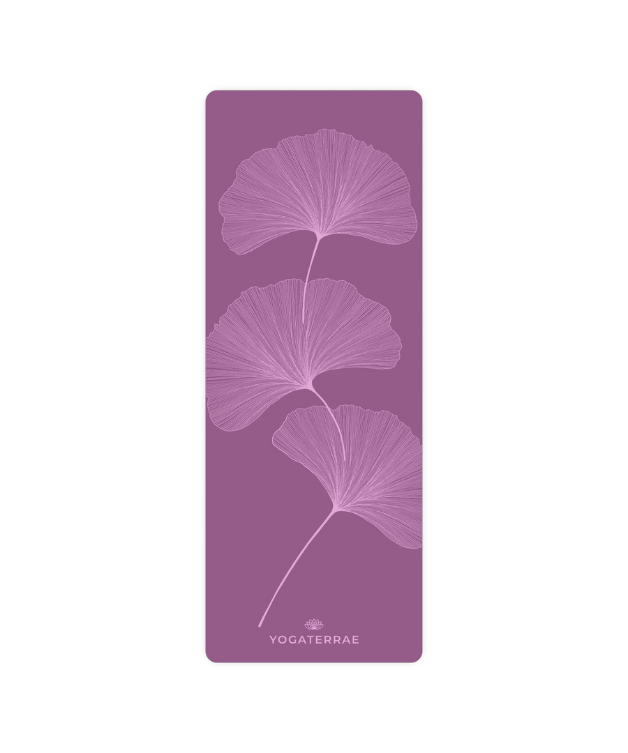 TAPIS DE YOGA GINKGOS LIGHT VIOLET PU-CAOUTCHOUC NATUREL