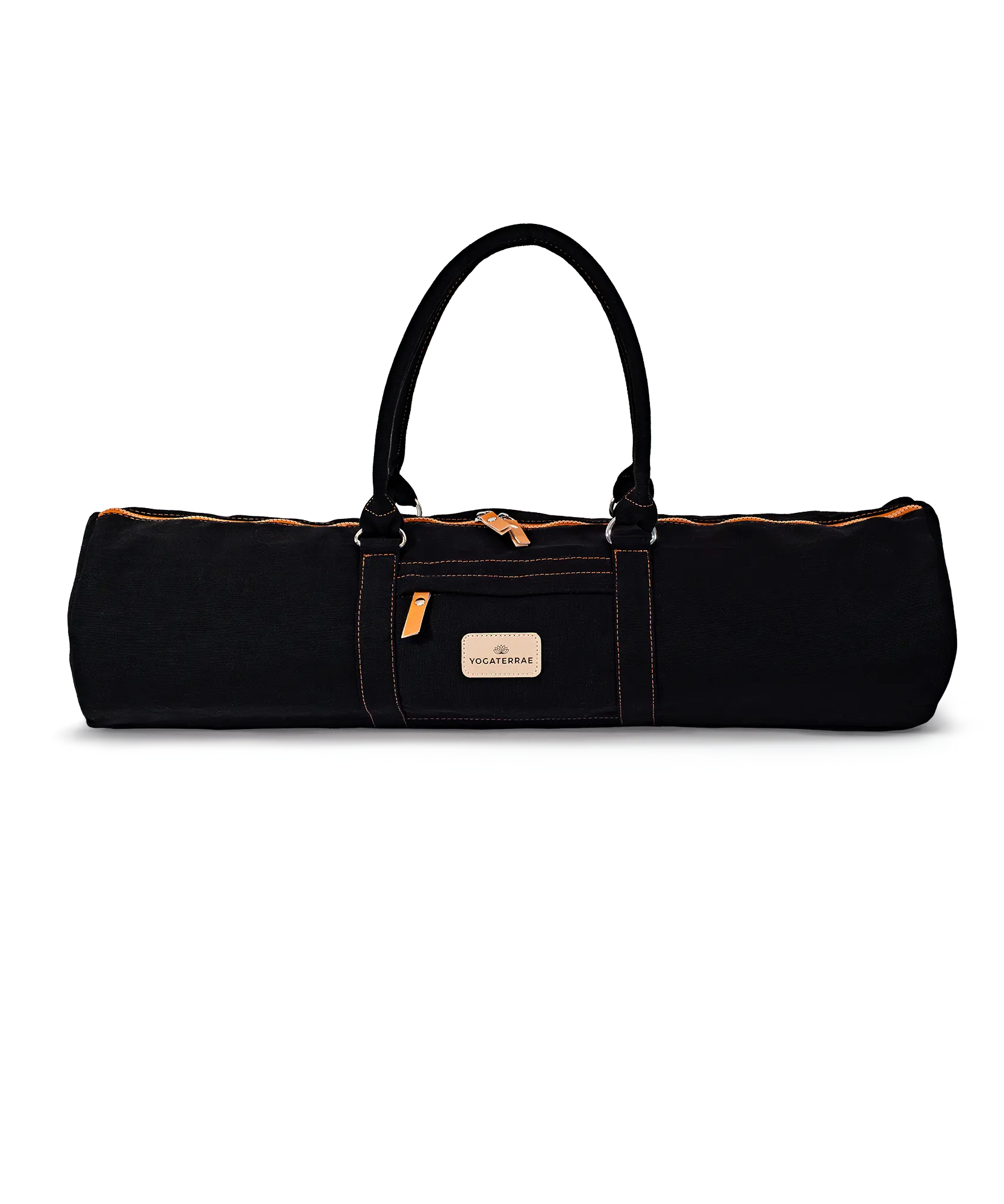 Sac pour tapis de yoga noir en toile coton canvas Yogaterrae : élégance lifestyle avec ses deux sangles chic.