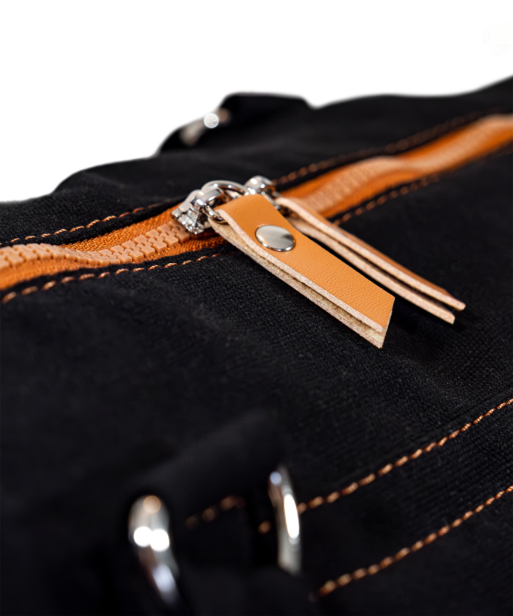 Double zip renforcé du sac de yoga en toile coton canvas : finitions premium pour une ouverture facile.