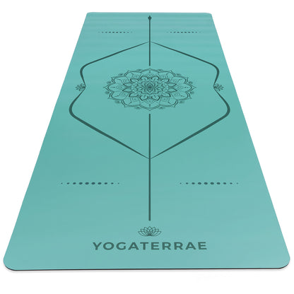 TAPIS DE YOGA MANDALA VERT MENTHE EN PU-CAOUTCHOUC NATUREL AVEC SAC