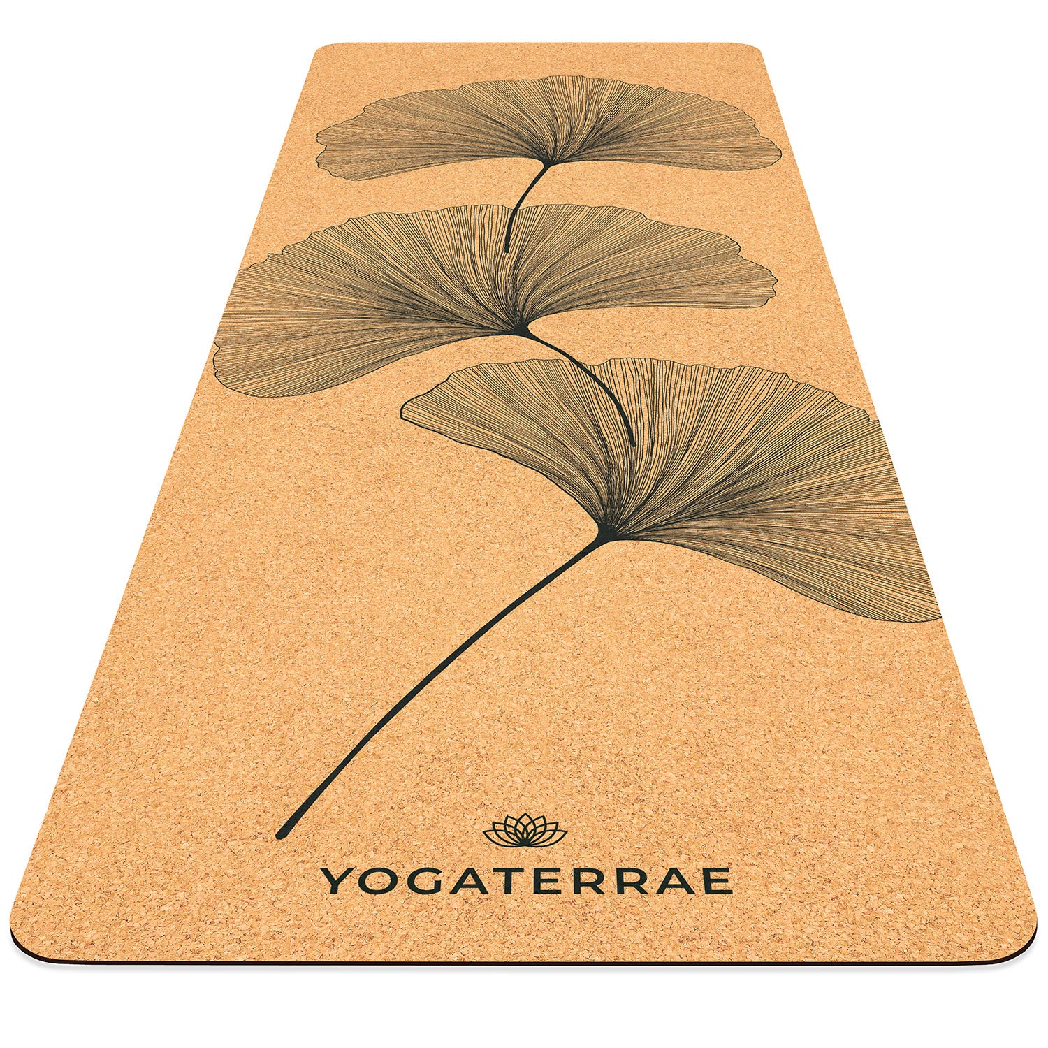 Tapis de yoga liège et caoutchouc naturels antidérapant écologique Ginkgos Yin Yang YOGATERRAE marque française