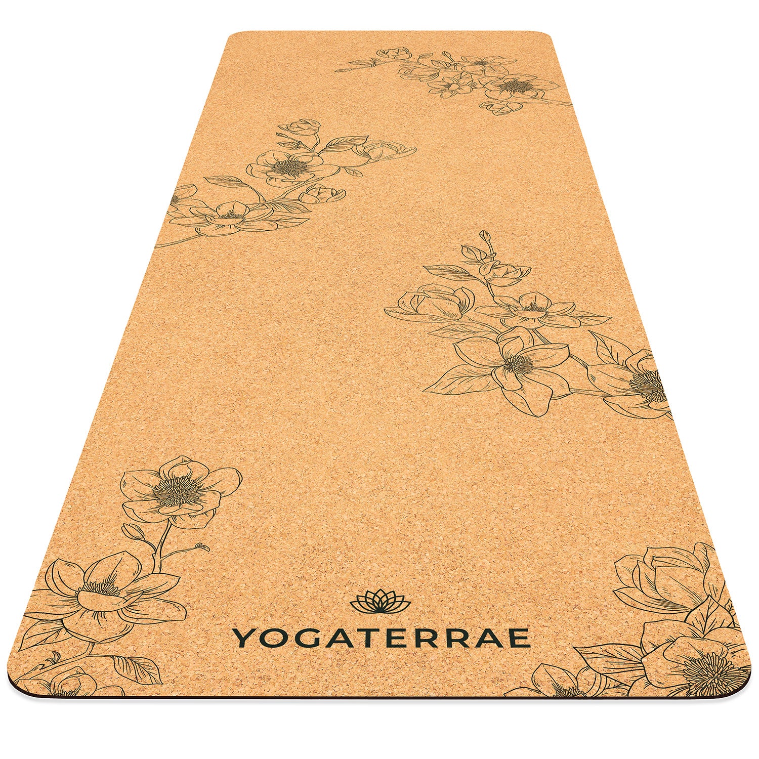 Tapis de yoga liège et caoutchouc naturels antidérapant écologique Magnolias YOGATERRAE marque française