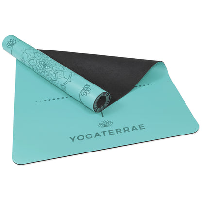 TAPIS DE YOGA MANDALA VERT MENTHE EN PU-CAOUTCHOUC NATUREL AVEC SAC
