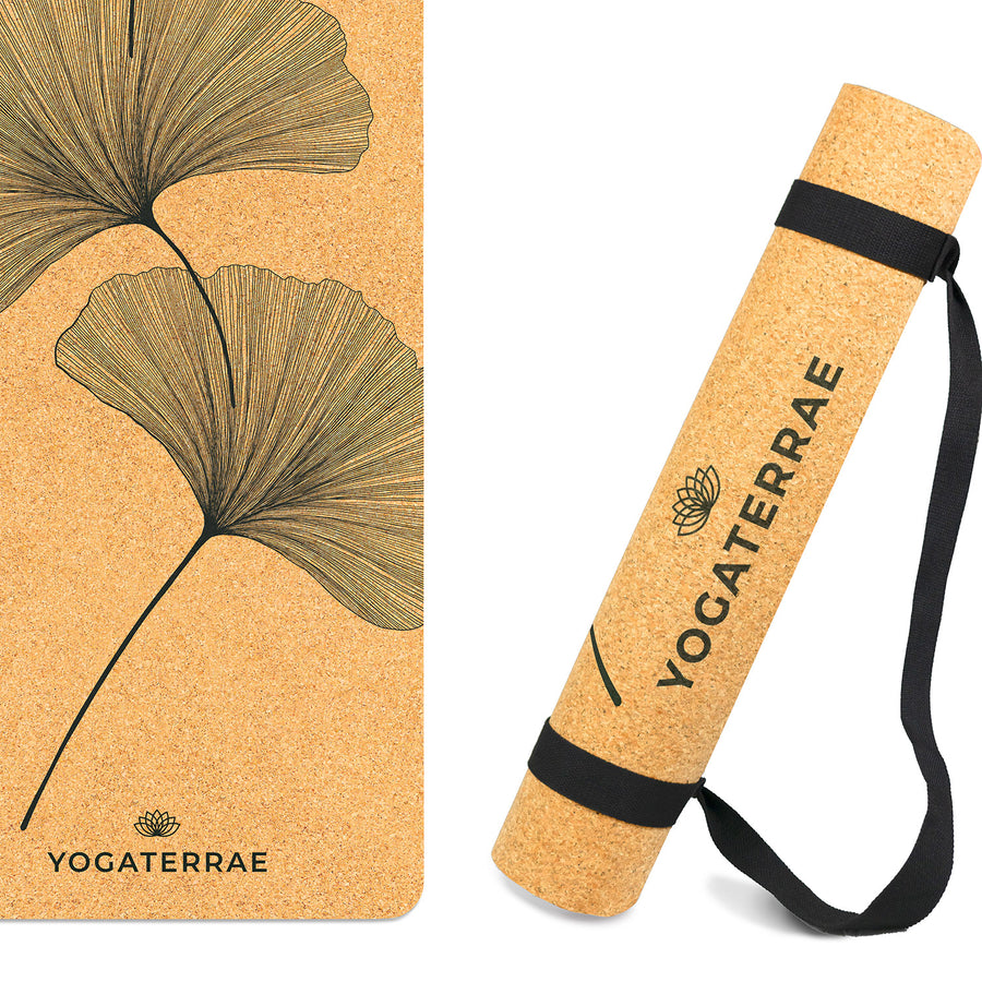 TAPIS DE YOGA GINKGOS YIN YANG LIÈGE & CAOUTCHOUC NATUREL