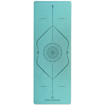 TAPIS DE YOGA MANDALA VERT MENTHE EN PU-CAOUTCHOUC NATUREL AVEC SAC