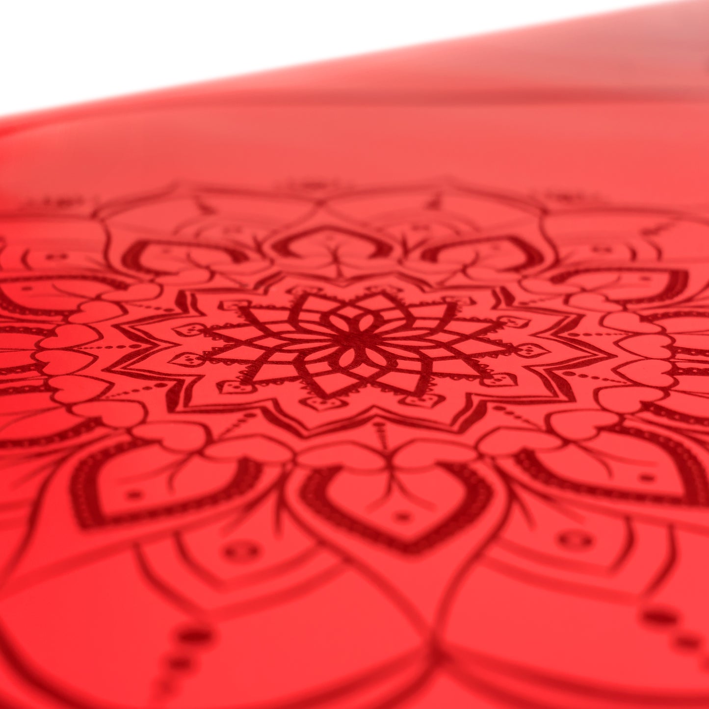 Tapis de yoga caoutchouc naturel antidérapant écologique rouge avec alignement YOGATERRAE marque française