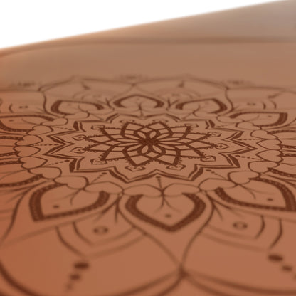 BRAUNE RUTSCHFESTE YOGAMATTE AUS PU-NATURGUMMI MANDALA