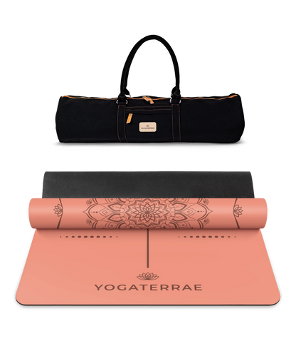 MANDALA YOGAMATTE APRICOT AUS PU-NATURKAUTSCHUK MIT TASCHE