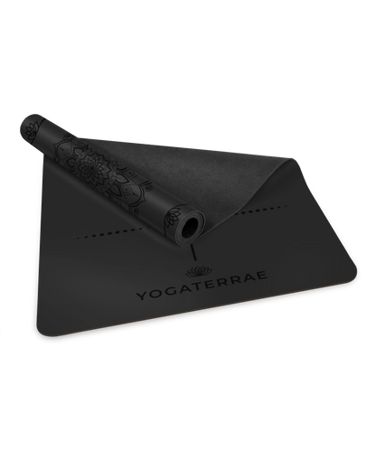 MANDALA YOGAMATTE SCHWARZ AUS PU-NATURKAUTSCHUK MIT TASCHE