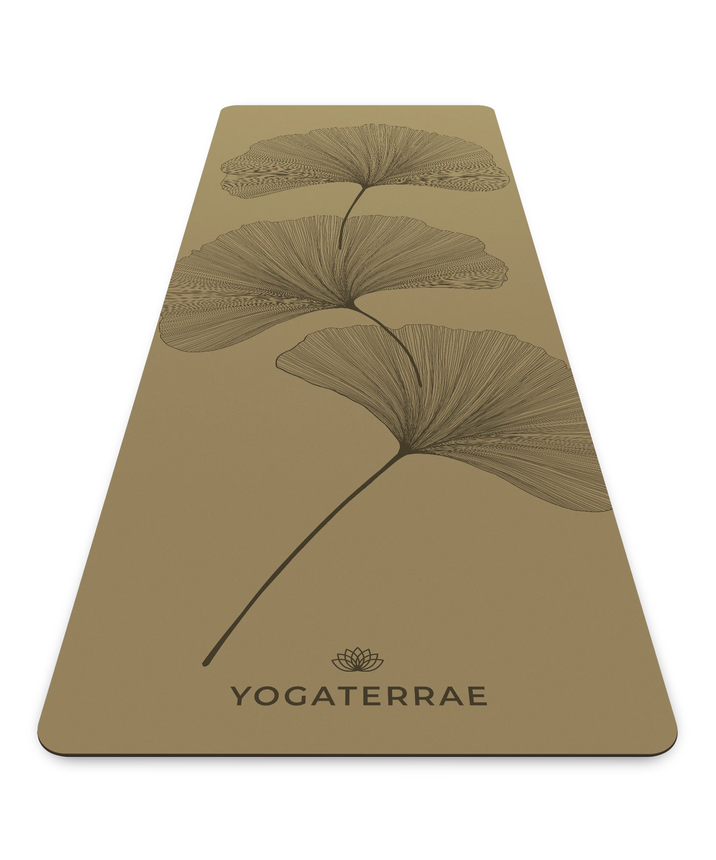 RUTSCHFESTE YOGAMATTE OLIVENBRONZE PU-NATURKAUTSCHUK GINKGOS DEEP