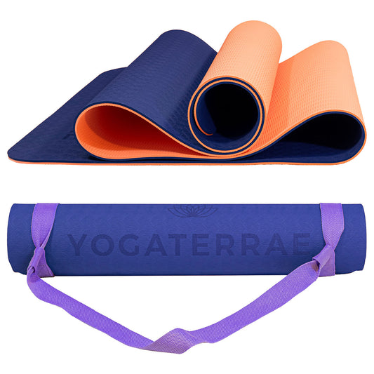 TPE NON-SLIP YOGA MAT NAVY BLUE CORAL